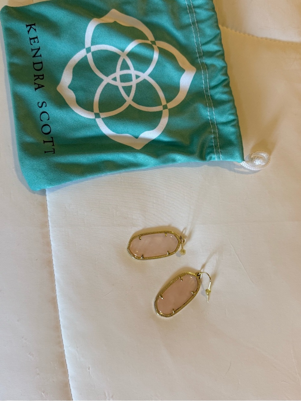 Kendra Scott Gold and Light Pink Drop Earrings